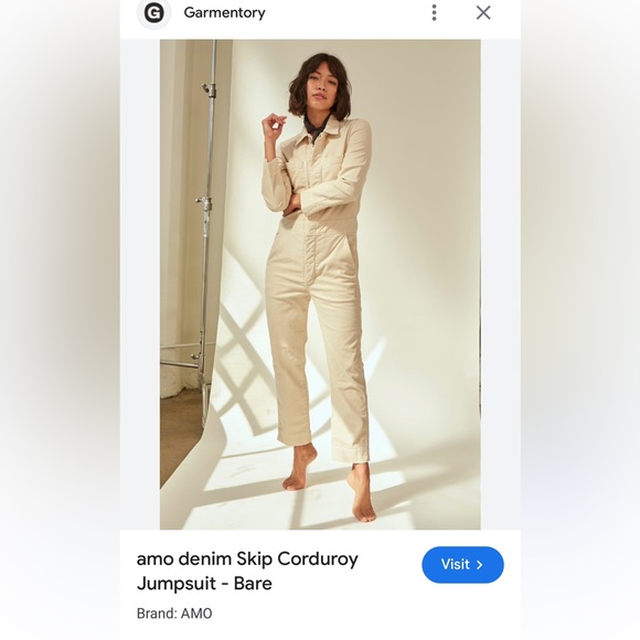 Amo Denim Corduroy Skip Jumpsuit in colour “bare” size Medium Fall Outfit - Picture 2 of 13